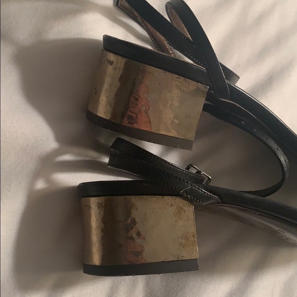 Lanvin black and brown block heeled sandals - Picture 6 of 8